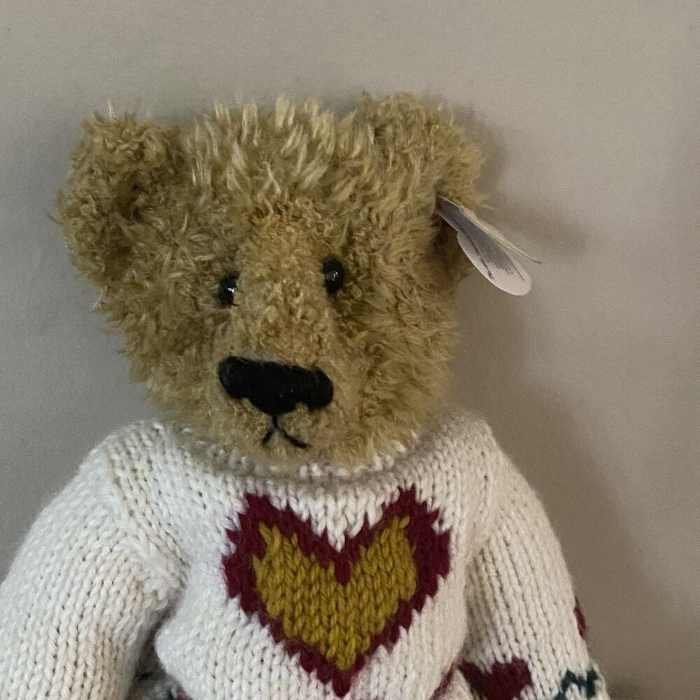TY Attic Treasures Plush Bear Heartley 12” Sweater 1993 Love Conquers Vintage - Picture 2 of 8